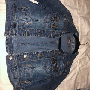 Denim long sleeve vest